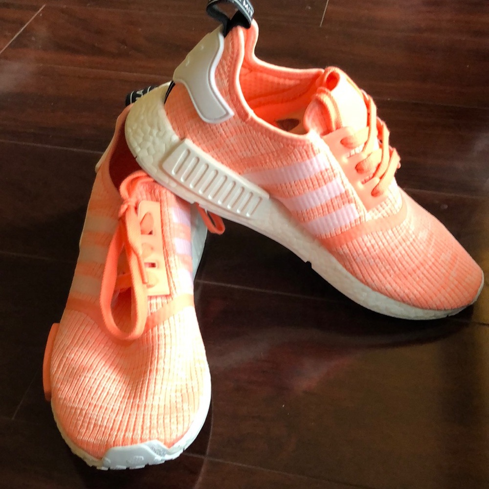 Coral Adidas Boost Sneakers